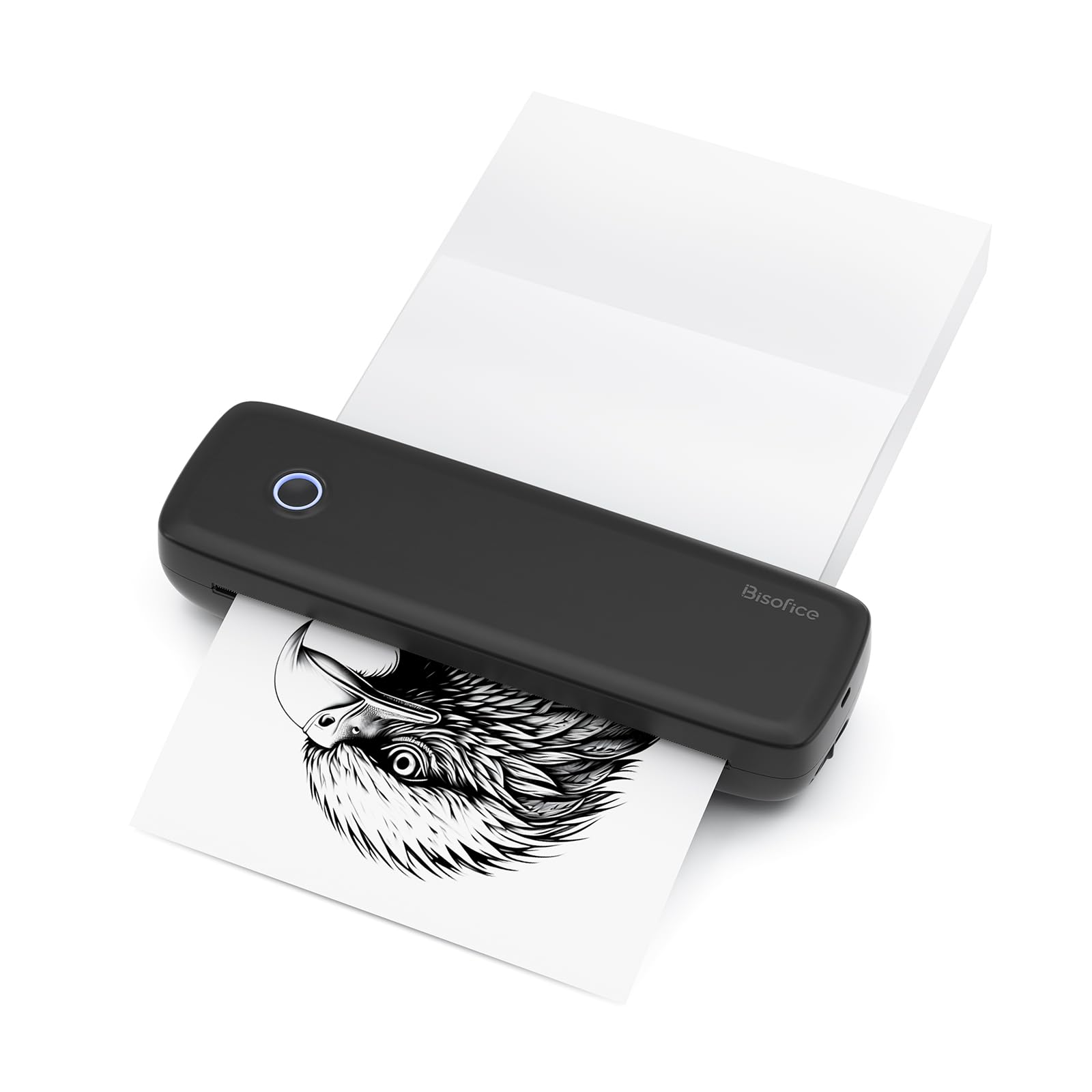 Horett Stampante Termica Portatile Wireless A4 – Bluetooth E USB, Risoluzione 304DPI, Larghezza Carta 56-216mm, Batteria 2600mAh, Per Ufficio E Scuola (Bianco)