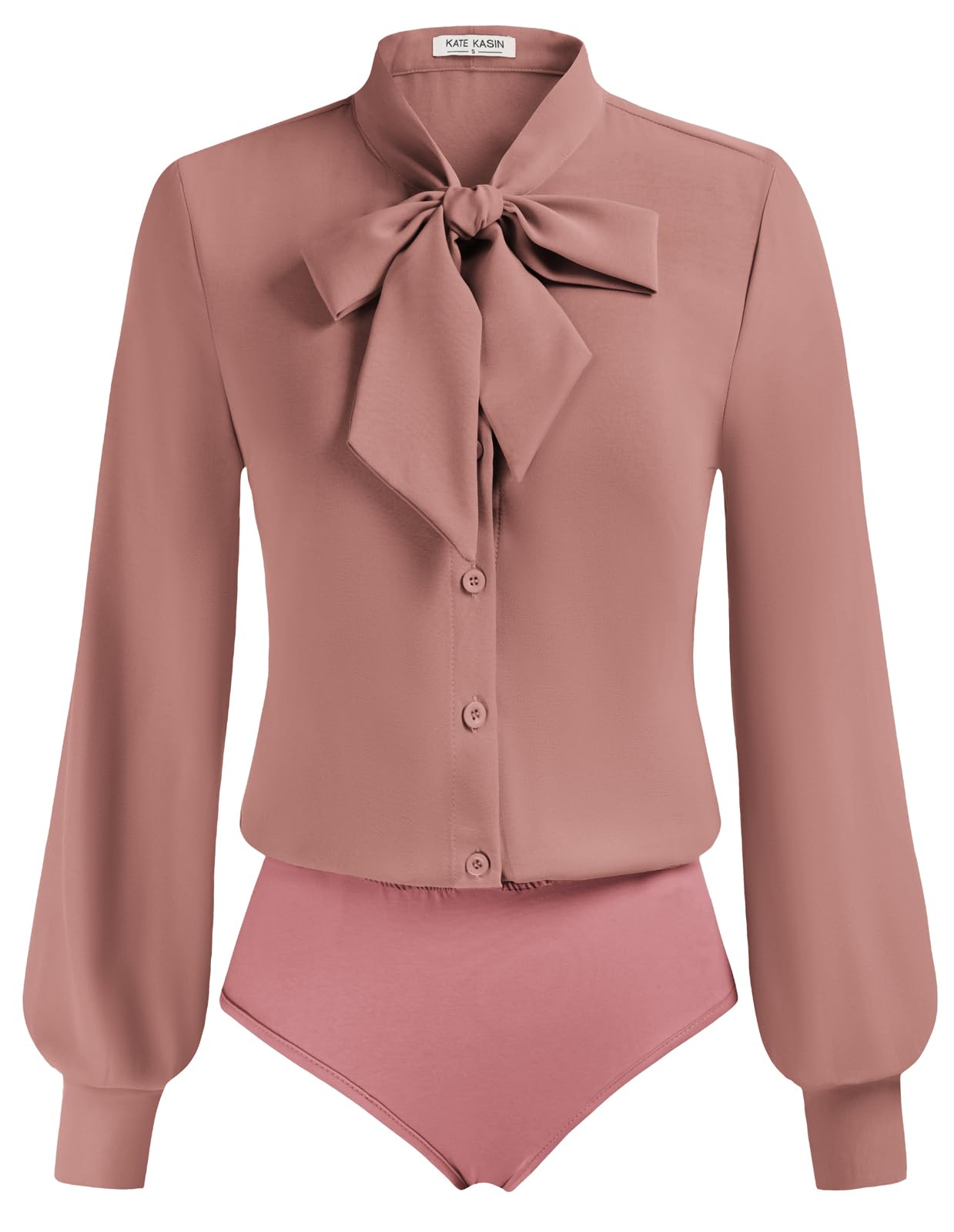 Kate Kasin Damen Blusenbody Elegant V-Ausschnitt Langarm Blusen Casual Business Outfit Blusen Tops