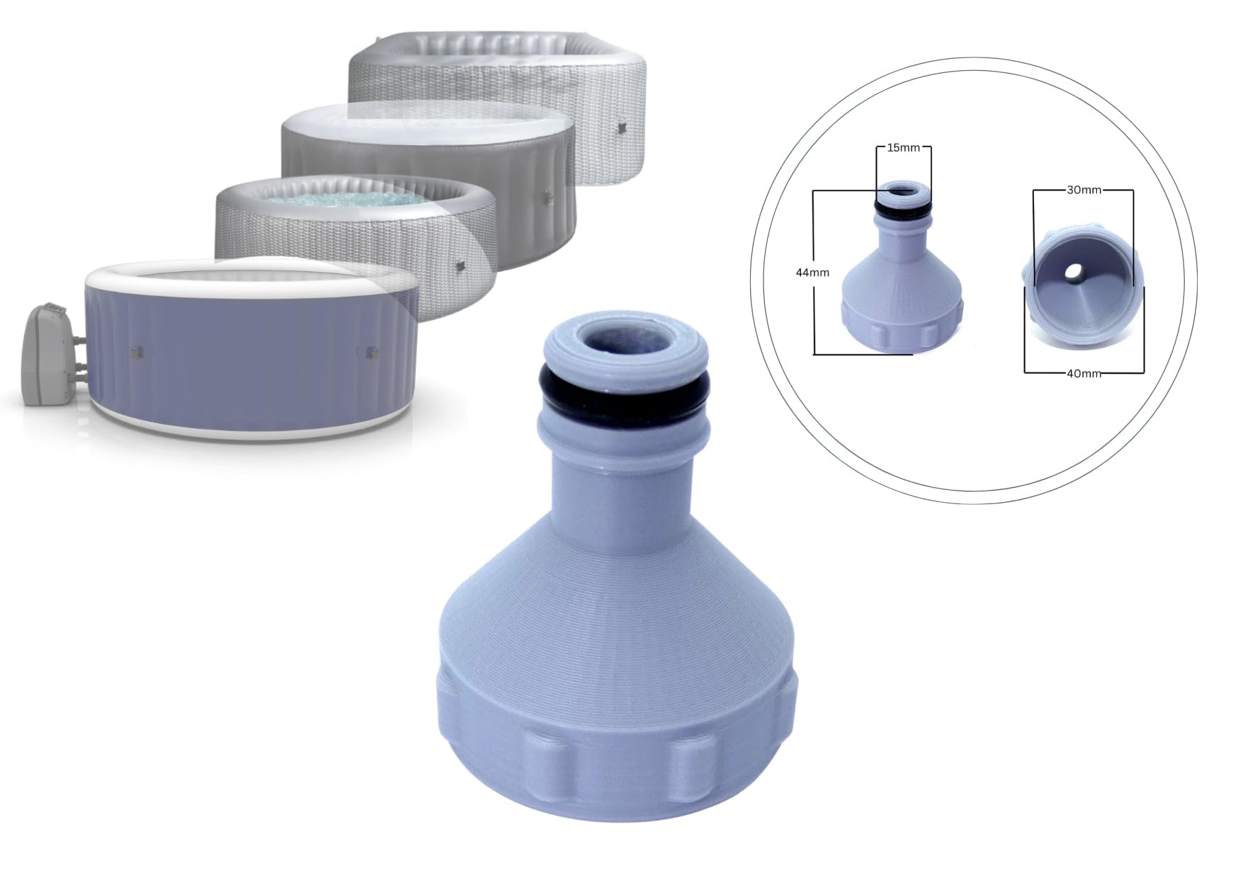 Drainage Adapter Compatible with Wave hottub ONLY (only 1 Connector), White - Image 3