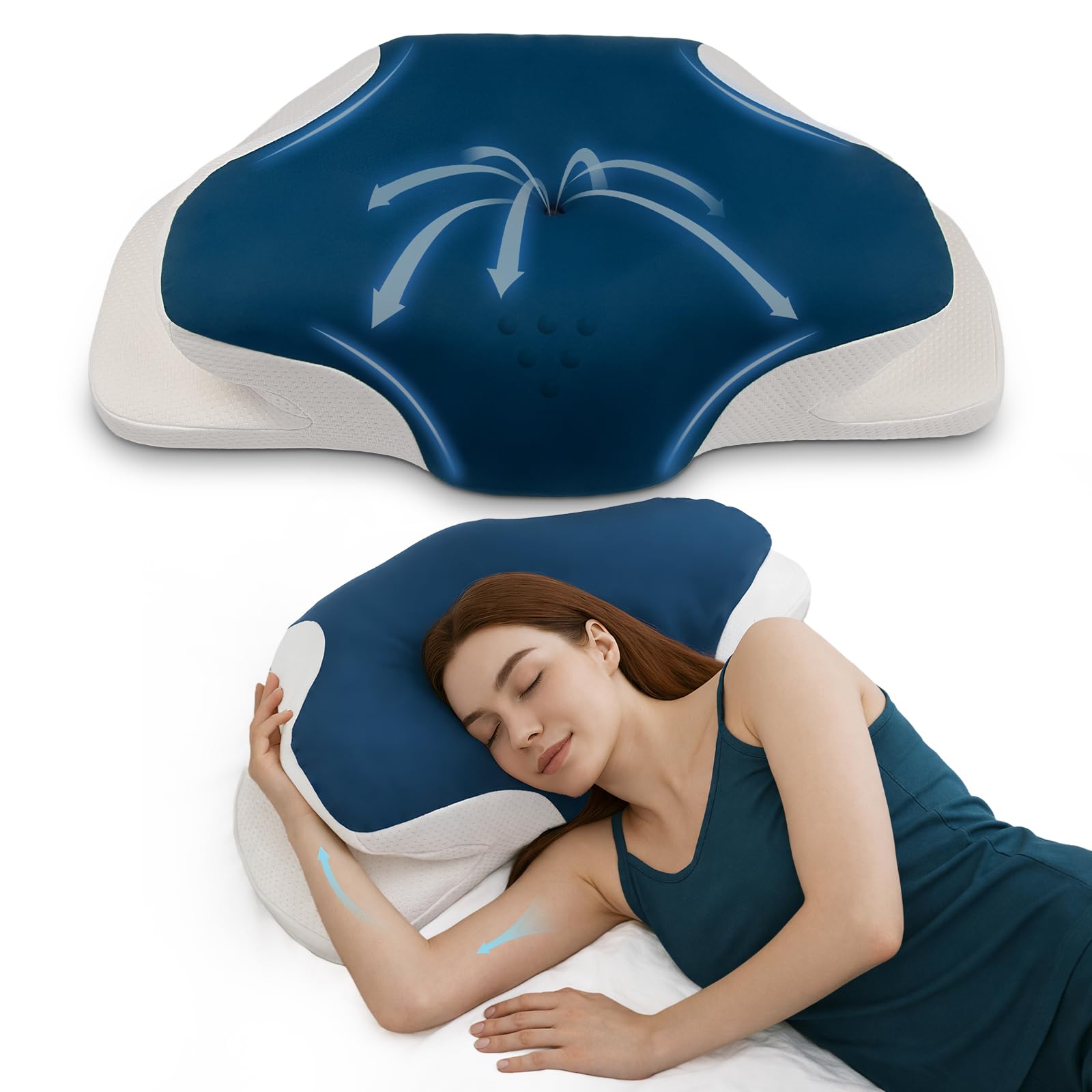 Cervical Neck Support Pillow for Sleeping Two Heights Memory Foam Ergonomic Contour Pillow Side Sleeper Pillow for Neck