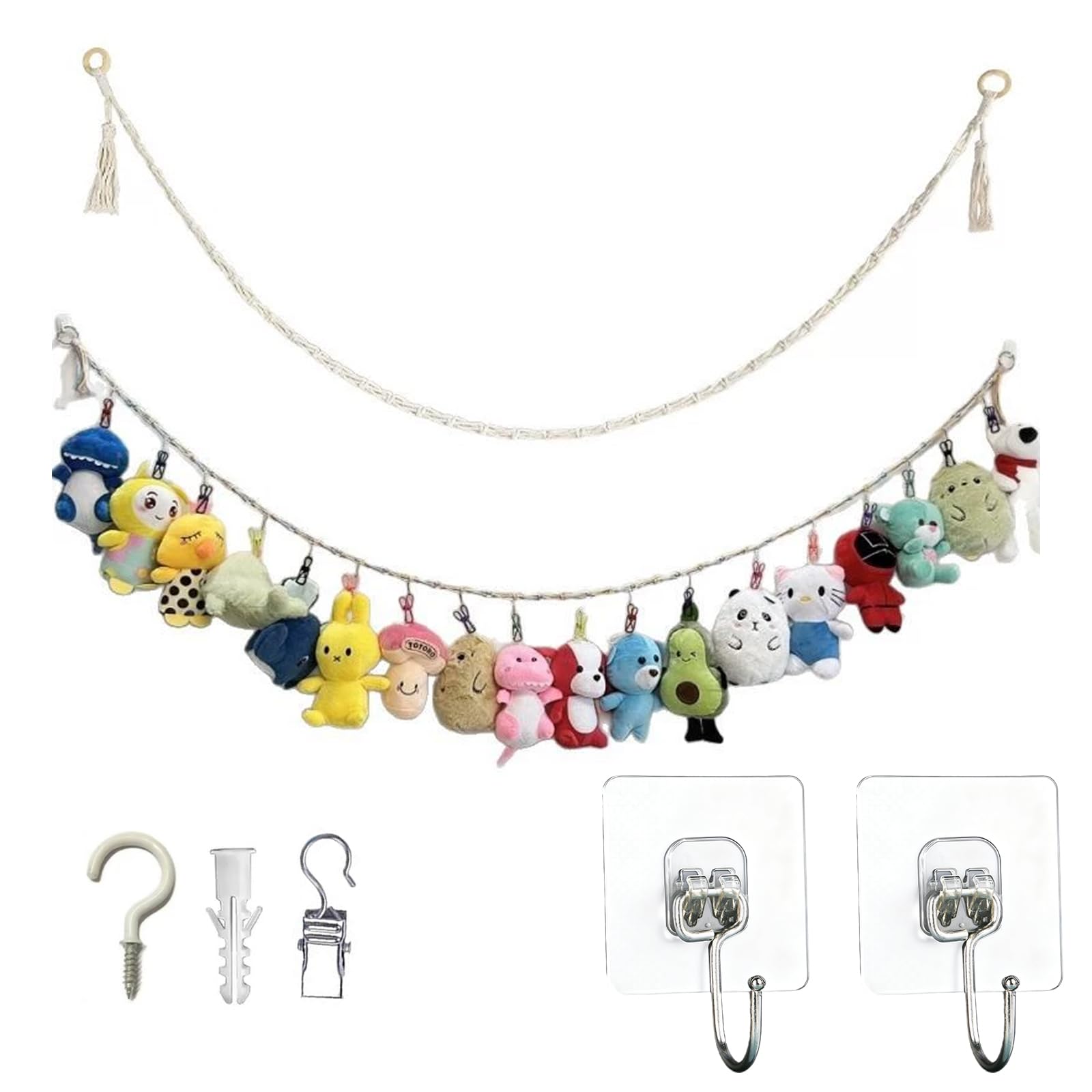 Wrbugukeji Stuffed Animal Storage Chain, 2 Pcs Animals Toy Storage Chain