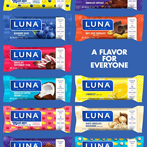 image for Clif Bar LUNA BAR - Gluten Free Snack Bars - Blueberry Bliss Flavor - 