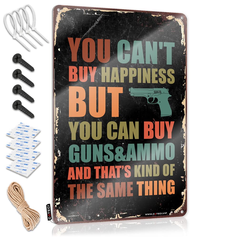 Drinking Signs Funny You Can'T Buy Happiness But Can Guns&Ammo Sign Tin Signs For Garage Metal Bar Decor(30X40CM)