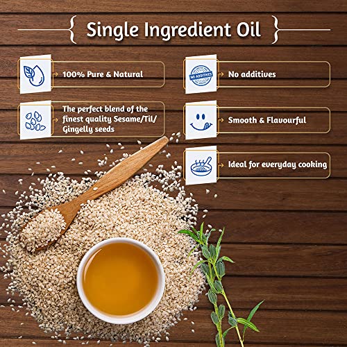Image of Tilsona Gold Til, Sesame Oil for Cooking 5L Can | 100% Pure & Natural, No Artificial Flavours or Preservatives | Rich in Antioxidants & Omega-6 | Supports Good Health