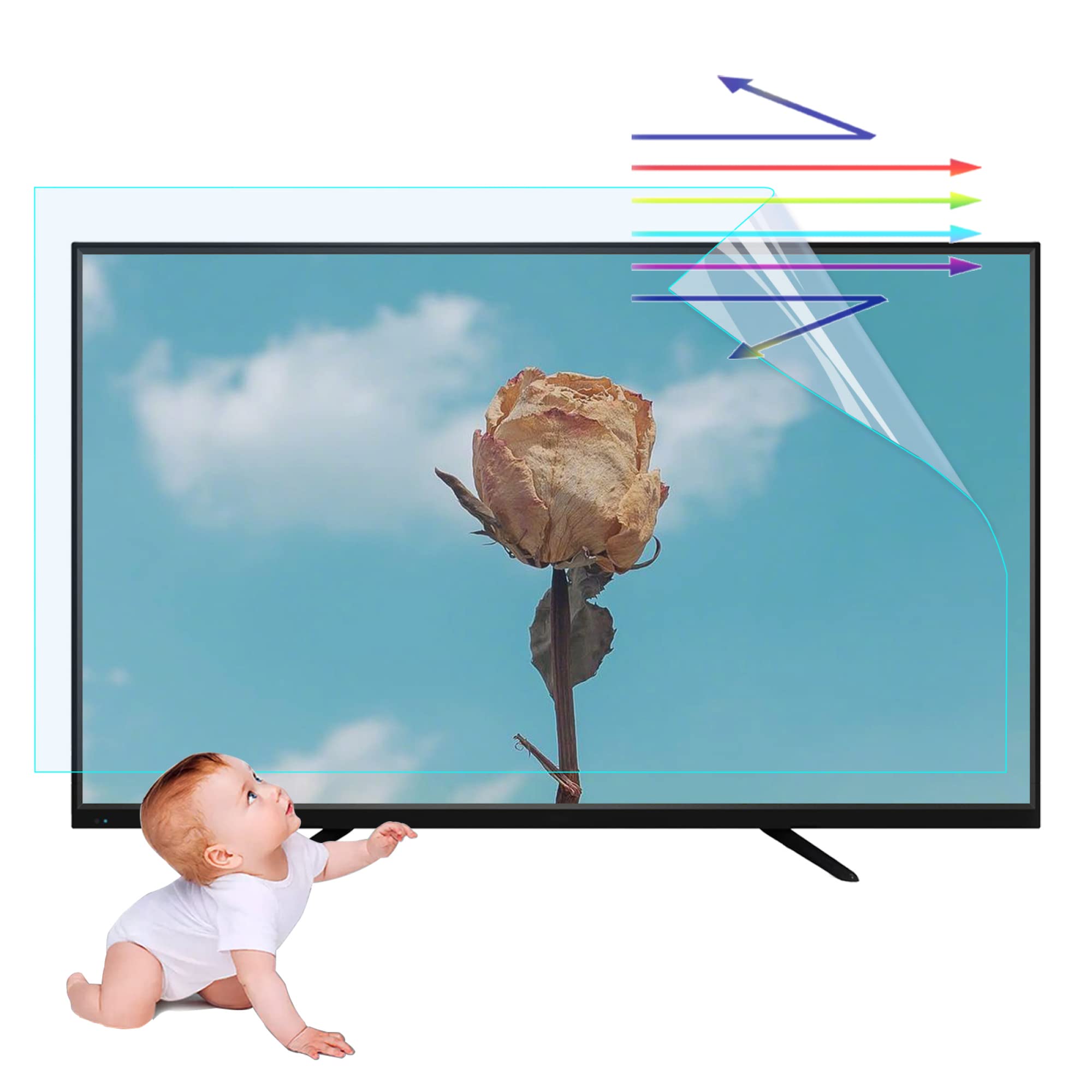 CUNIO Film antireflet 42-75 Pouces Film TV Mat Anti-rayonnement Protecteur d'écran de télévision Réduire la Fatigue oculaire, pour LCD, LED, OLED et QLED 4k HD TV HD / 42in 930x558mm