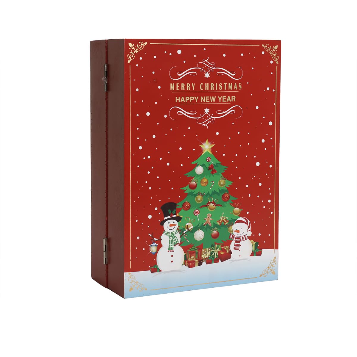PE Weihnachten Adventskalender Buch Holz mit LEDs zum Befüllen 24 Schubladen Wiederverwendbare Weihnachten Countdown Adventskalender Weihnachtliche Dekoration Rentier Szene Kinder Erwachsene