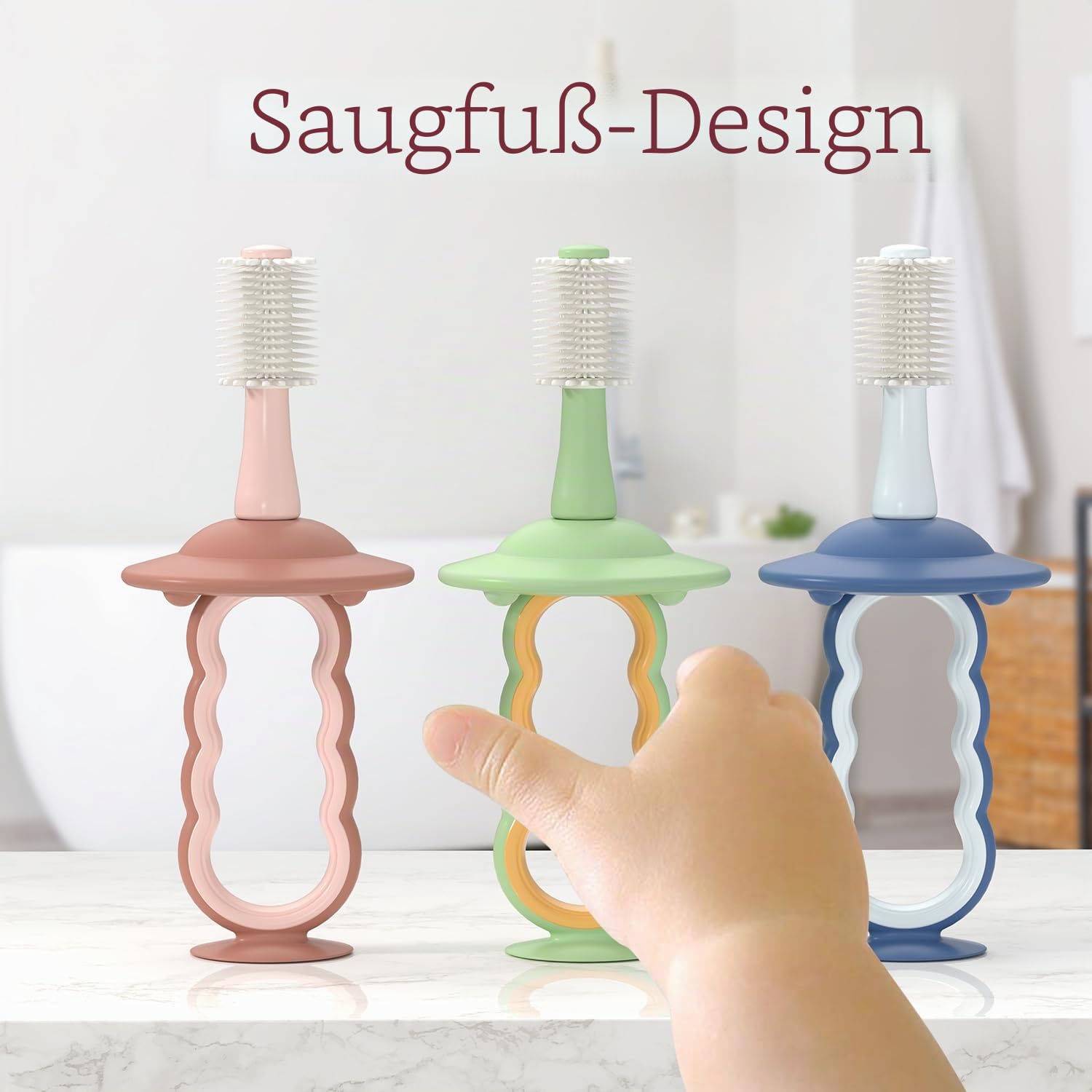 Momcozy Baby Zahnbürste, Kleinkind Zahnbürste 1-2, Säuglingszahnbürste 6 bis 12 Monate und älter, Mundreiniger, Baby Zungenreiniger, Grün