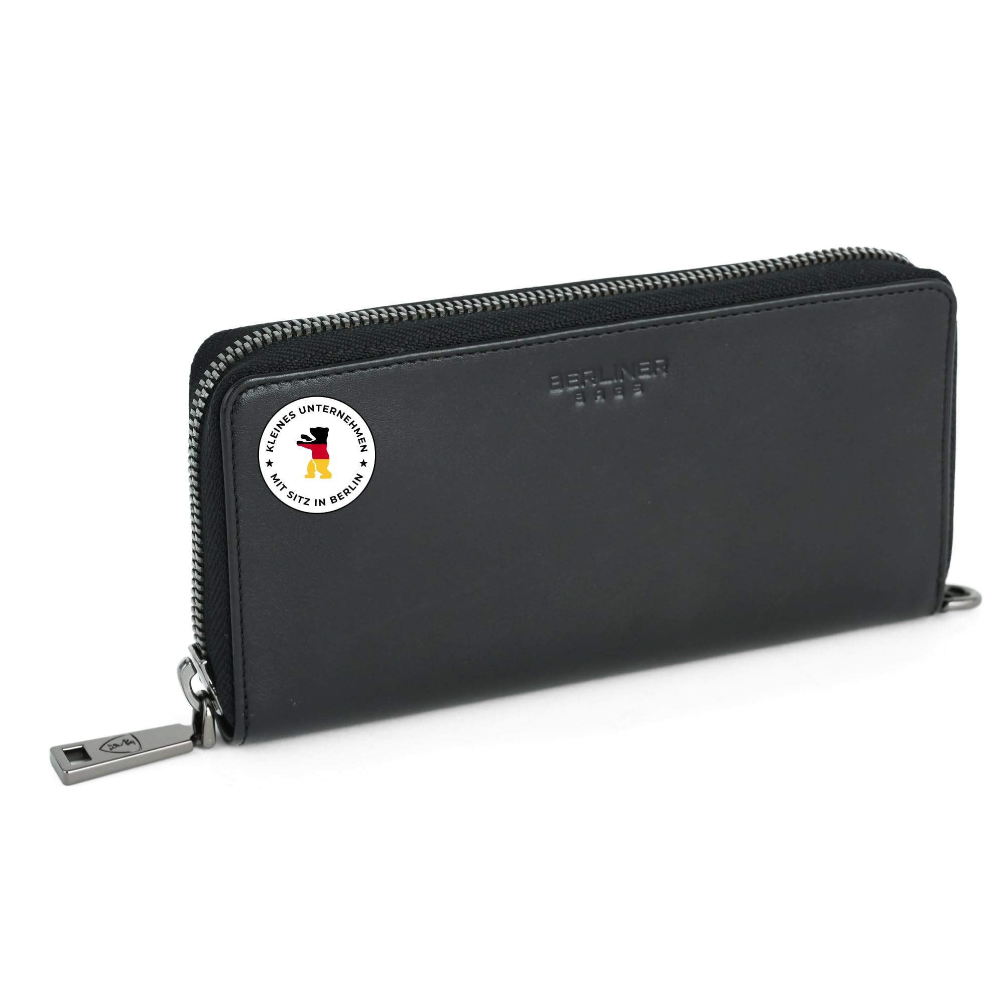 Berliner Bags Premium Geldbörse Lyon, Große Portemonnaie, Geldbeutel aus Leder, mit TÜV-geprüftem RFID-Schutz, inkl, Geschenk-Box, für Damen – Schwarz