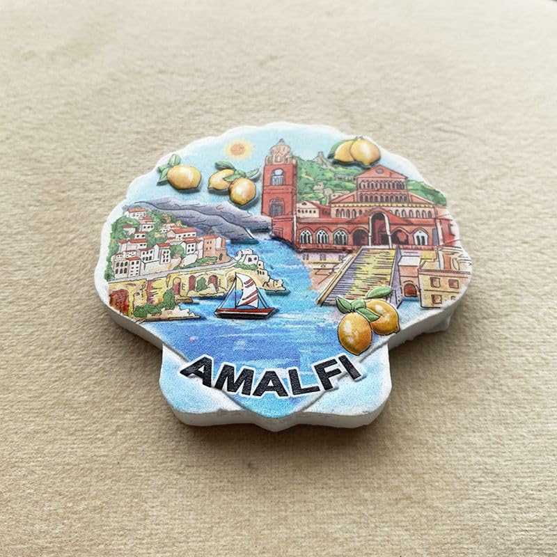 Imán decorativo de resina 3D con forma de concha Amalfi Coast miniatura 3