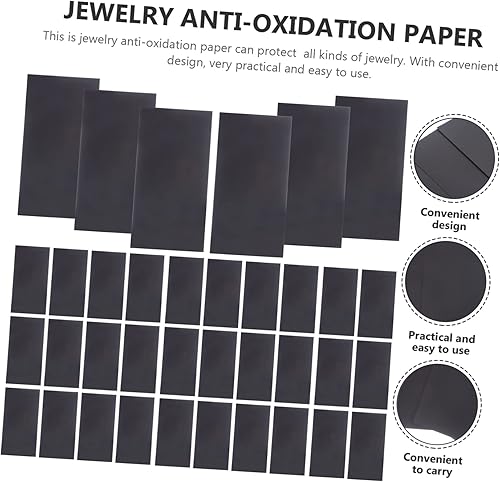 Vista 3 de EXCEART 225 pcs Prevention Equipment Musical for Storage Earrings Squares Bracelet Jewelry Protector Papers Strips Paper Gold Anti Protection Black