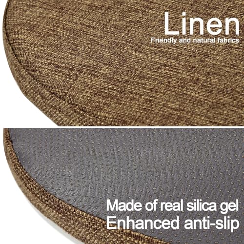 Image of BUYUE Friendly Woven Fabric Magnetic Bar Stool Cushions Set of 4, Enhanced Anti-Slip Breathable Small Chair Seat Pads for Cafe Bistro Stackable Metal Stools (Square, Brown, 4 Counts)