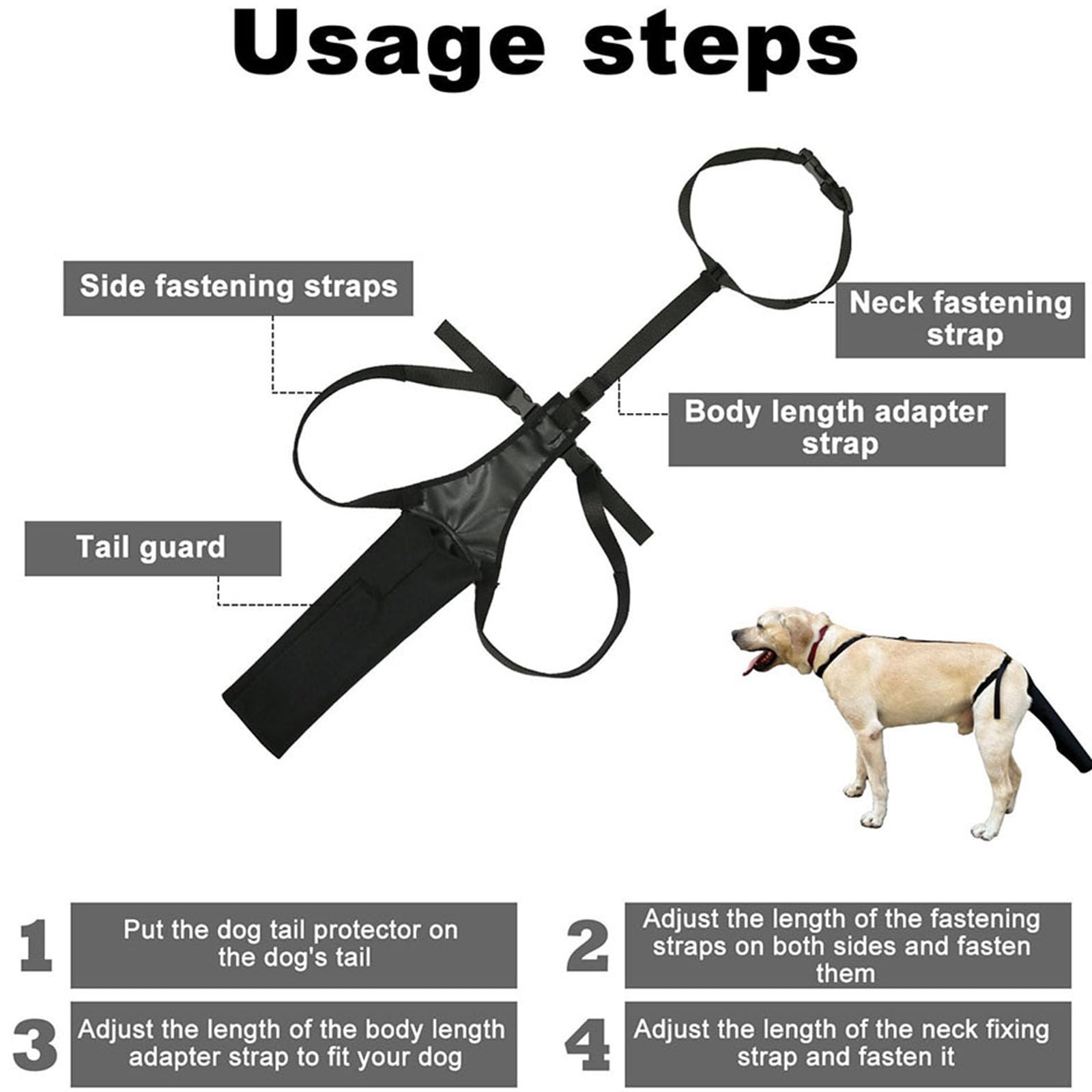 Dog Tail Protector, Dog Ends Tail Protector, Black Protective Sleeve - Image 3