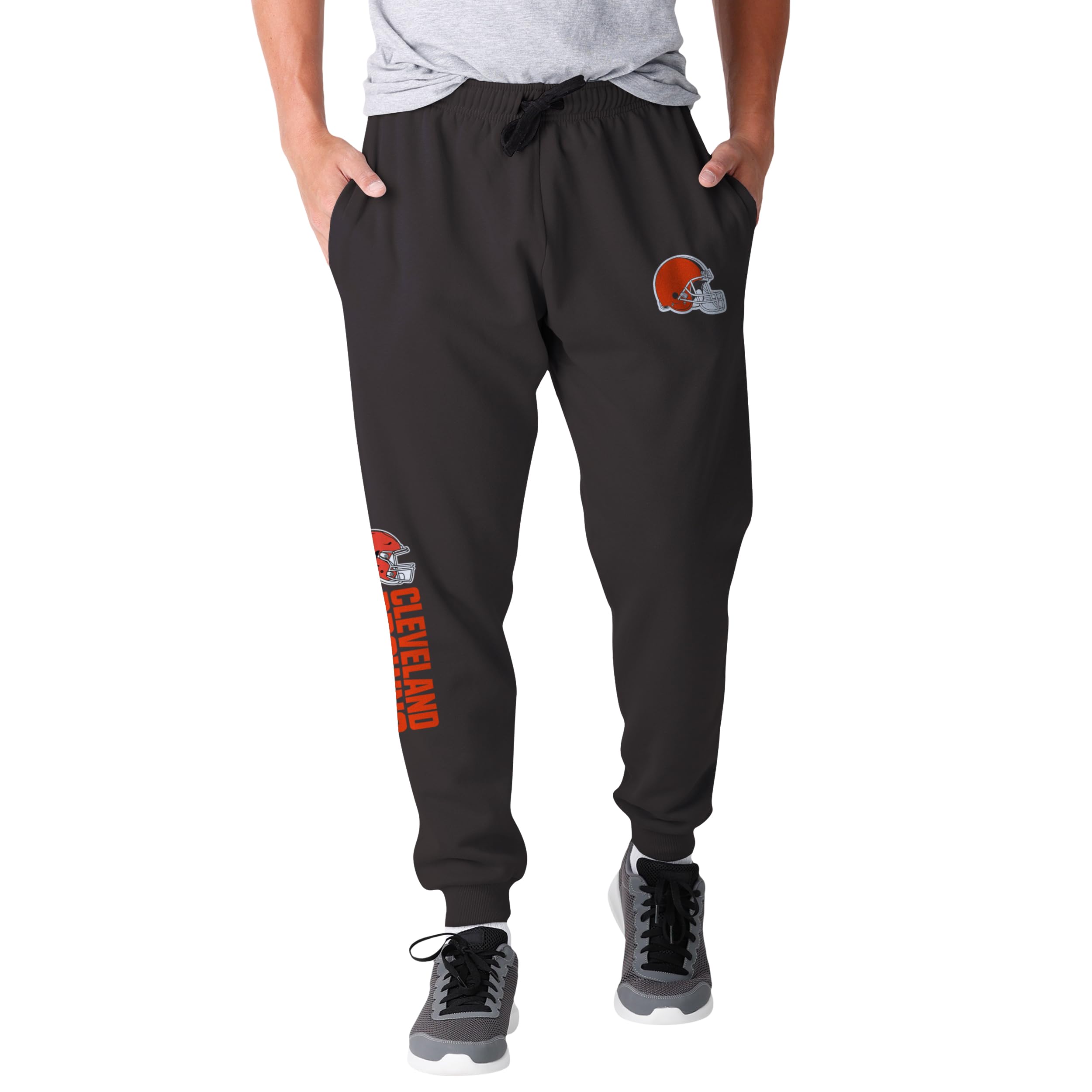 FOCO NFL Men's Officially Licensed Team Color Primary Logo Helmet Football Sweatpants Joggers Pants, Cleveland Browns, XXL