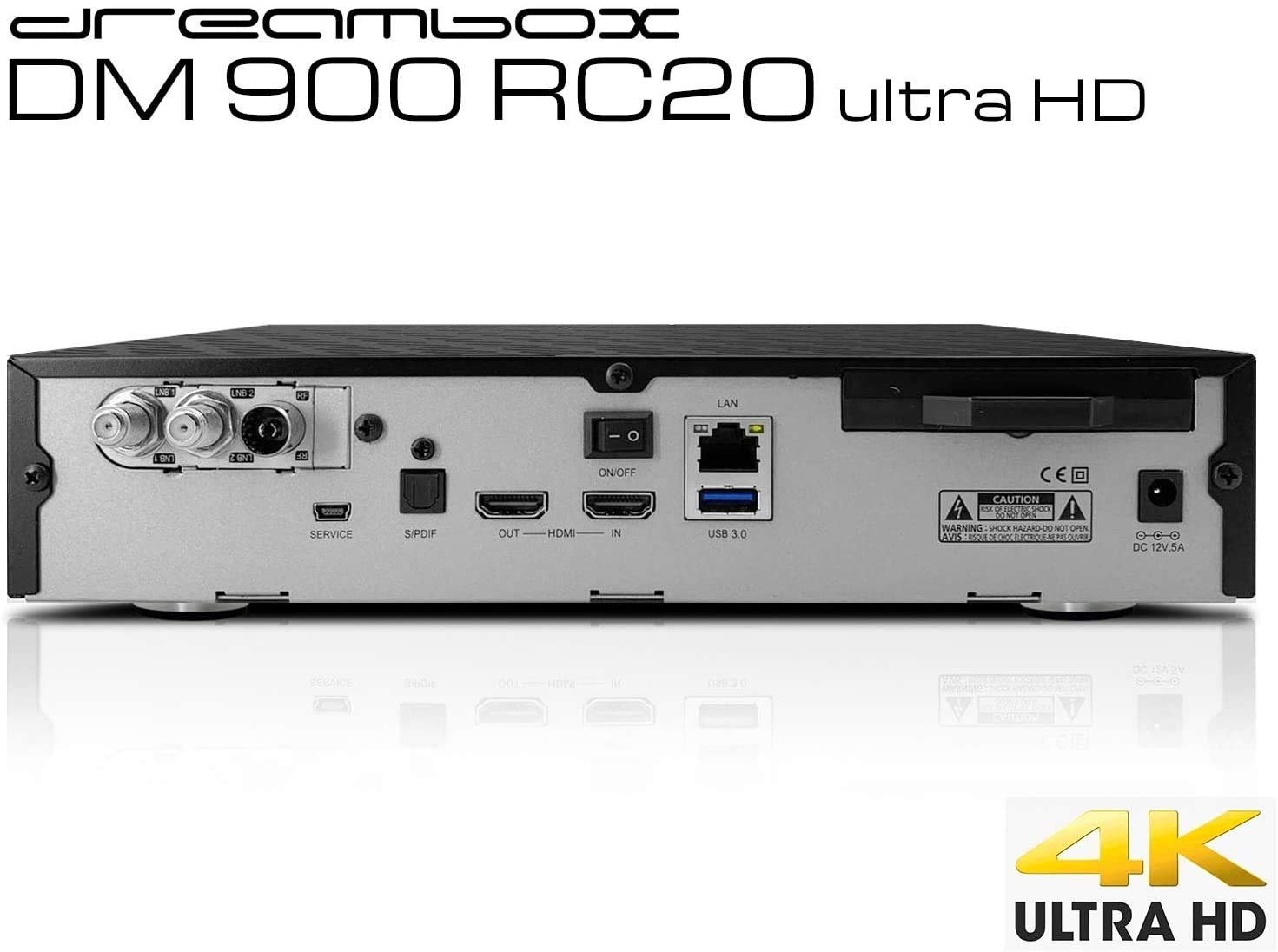 Dreambox DM900 RC20 UHD 4K 2x DVB-S2X / 1x DVB-C/T2 Triple MS Tuner E2 Linux PVR ready Receiver