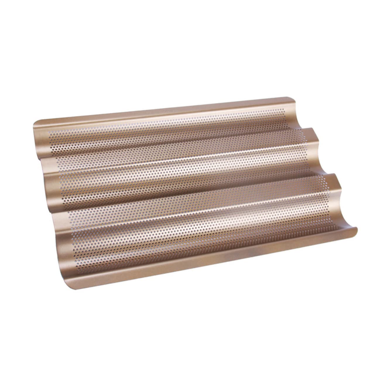 Ciieeo 2 Piezas Bandeja para Hornear Pan Francés Antiadherente con Acabado Dorado Molde de Ranuras para Pan Baguette Pequeño