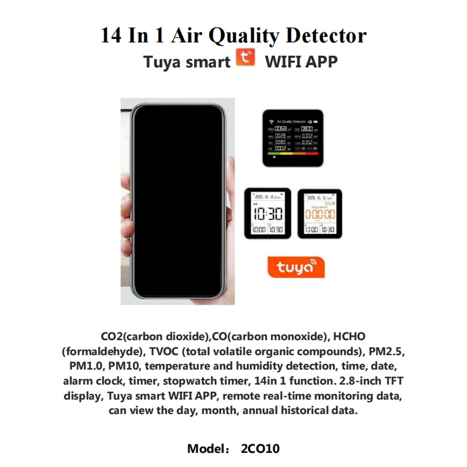 Amazon.co.jp: 大気質モニター屋内空気品質メーター検出PM2.5