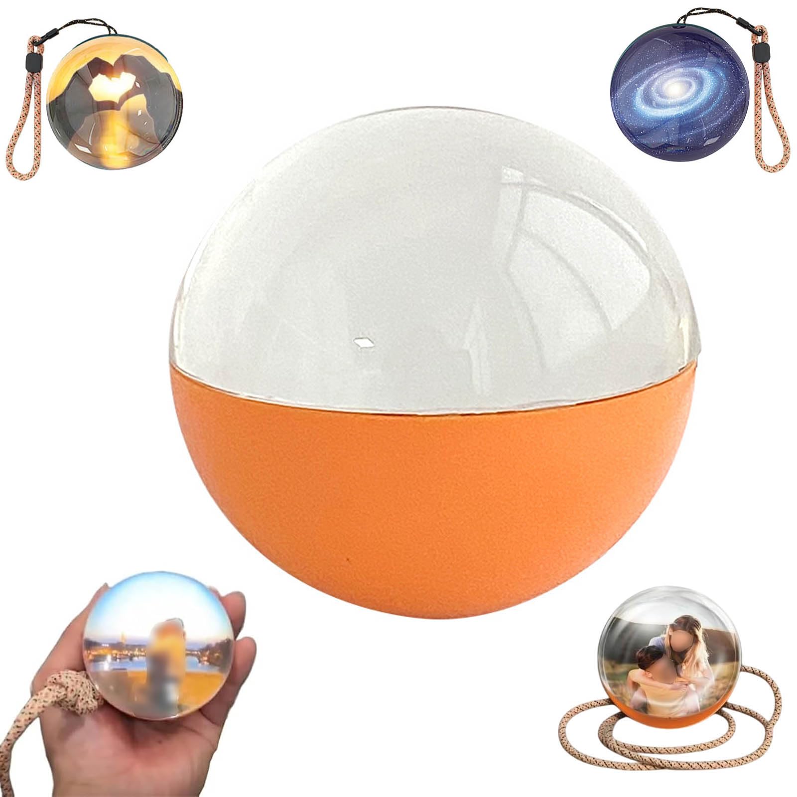 2025 New Crystal Ball Video Player,2.7in 3D Crystal Ball Ultrasound with Electronic Display Sound,Video Sphere,180°Wide-Angle Field of View,for Preserving Beautiful(Size:Upgraded Version,Color:Orange)