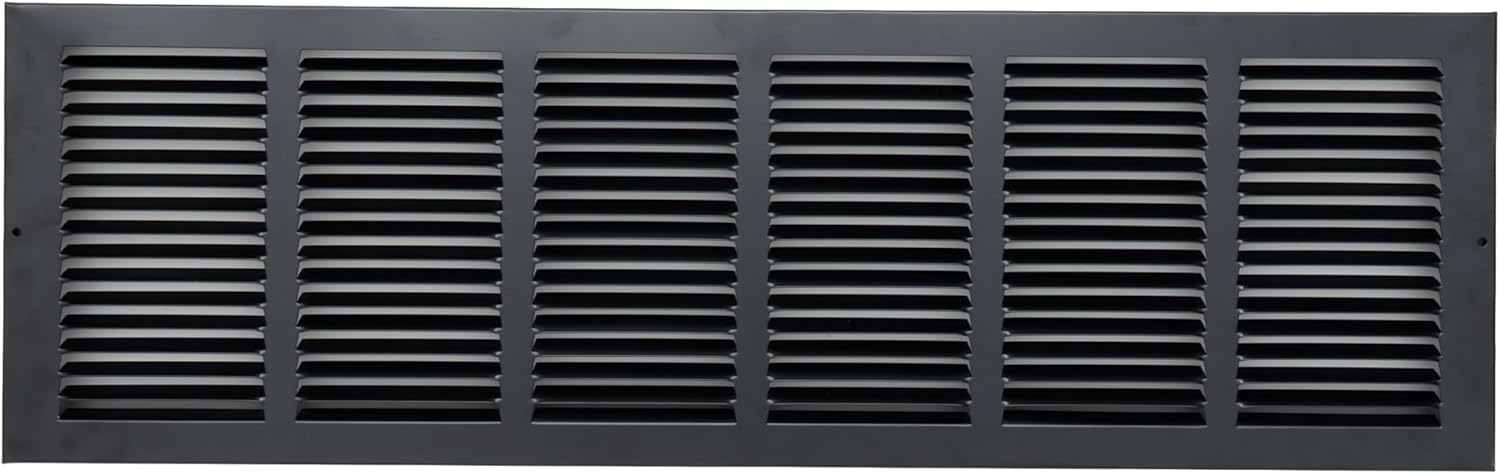 Fits 30x8 Duct Opening | Steel Baseboard Return Air Grille by Handua | Vent Cover Grill | 7/8" Margin Turnback [Depth] to Fit Baseboard | Black | Outer Dimensions: 31.75"W X 9.75 "H
