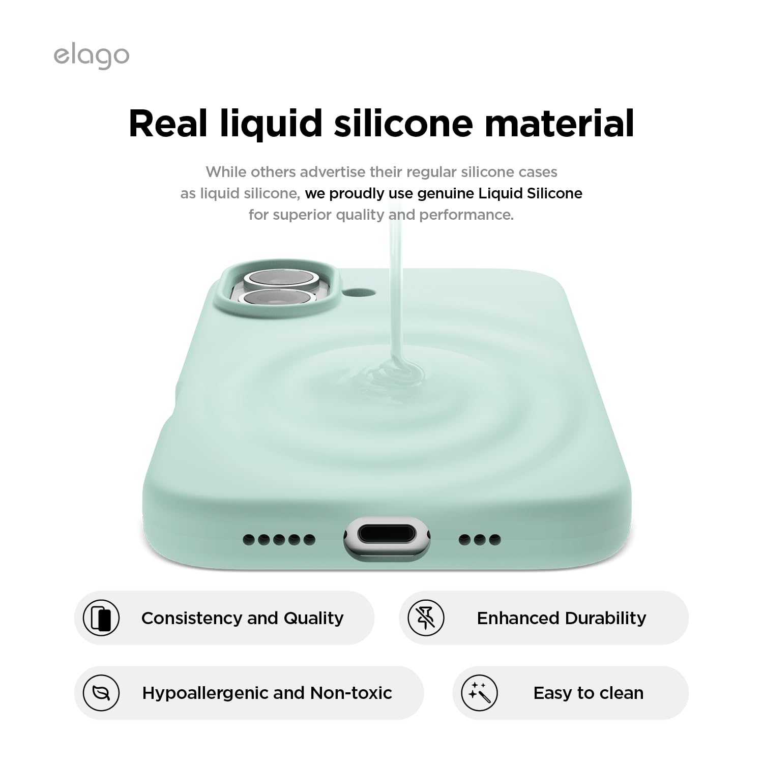 elago Compatible with iPhone 16 Case, Premium Liquid Silicone Case, Full Body Protective Cover, Shockproof, Slim Phone Case - Image 3