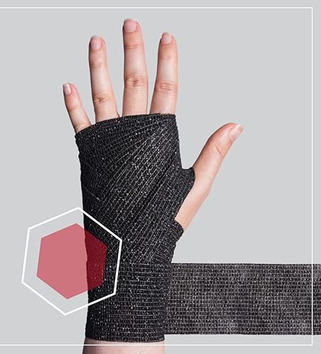 Miniatura 5 de CURAD IRONMAN - Envoltura atlética autoadherente, proveedor médico oficial de IRONMAN, negro, 2 pulgadas x 5 yardas, soporte de compresión para