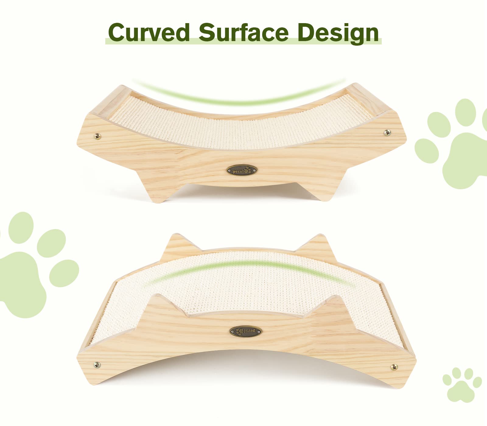 Pecute Tiragraffi per gatti, in sisal intrecciato su entrambi i lati, resistente, struttura in legno, tappetino tiragraffi per gatti, lettino per gatti, idea regalo (42 x 27,5 cm)