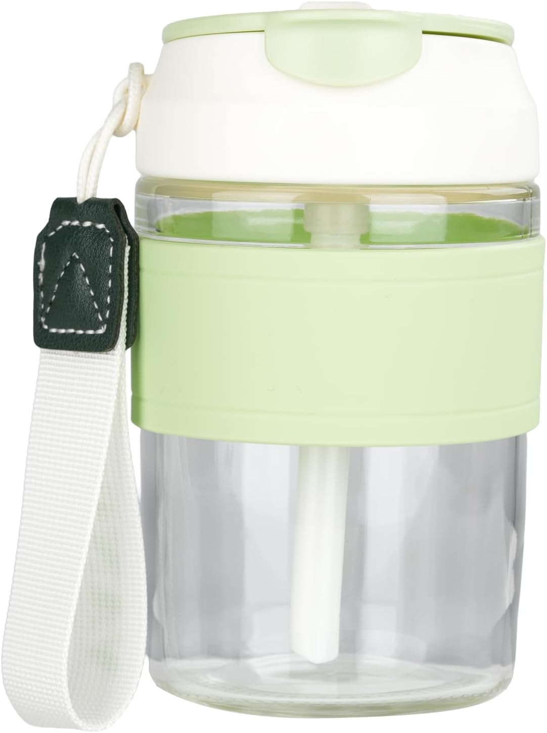 Glass Bottle Kids 15oz Portable,Leak – Proof, Easy to Carry Glass Water Bottles,Ideal for On – the – Go Sipping（Green）