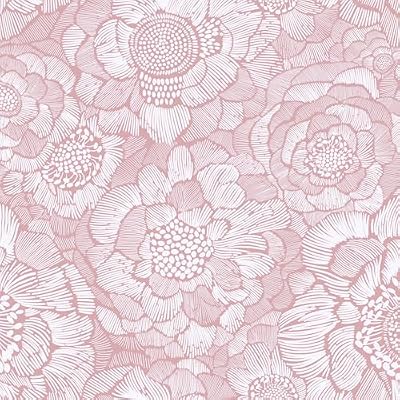 HeloHo Pink Peel and Stick Wallpaper Pink Floral Contact Paper Boho Wallpaper Removable Self Adhesive Flower Wall Paper for Cabinet Bathroom Bedroom Decoral Papel Tapiz para Pared 17.3" X 78.7"