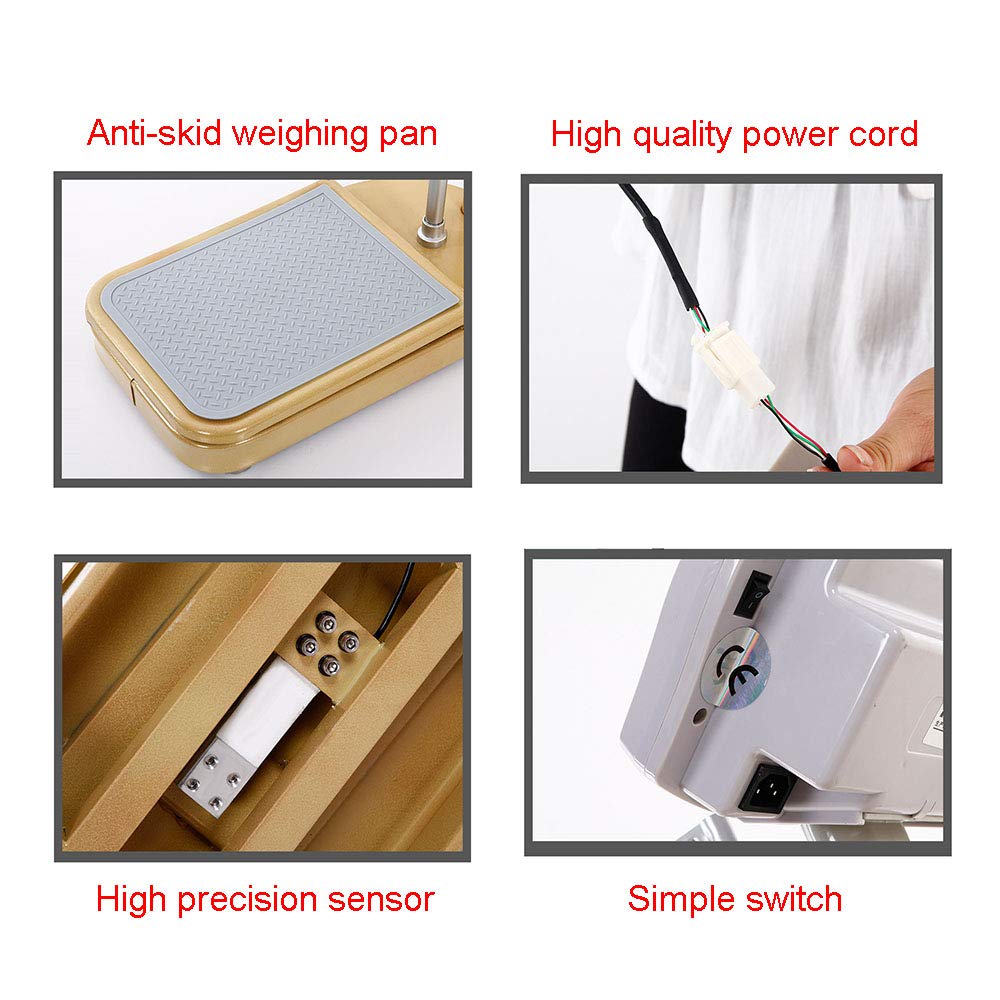 Bilancia per medico professionale, bilancia elettronica di precisione, bilancia per altezza e peso, barra di altezza in lega di alluminio, ampio schermo LCD ad alta definizione, bilancia antiscivolo