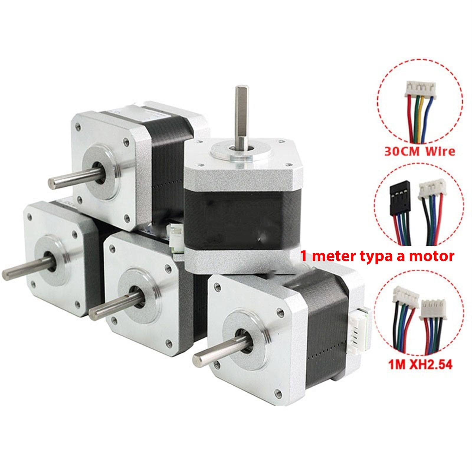 5pcs 2 Phase 4 Wire 42mm Stepper Motor 40N.CM 1.5A 1.8 Degree Nema 17 Stepper Motor 17HS4401 30cm Wire Scena Montaż