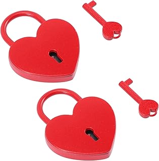 OSALADI 2pcs Key Padlock Heart Decor Outdoor Gate Lock Metal Mini Lock Mini Lock with Key Love Lock Heart Shaped Lock Couples Love Lock Small Metal Locks Bag Lock Small Lock Heart Lock Red