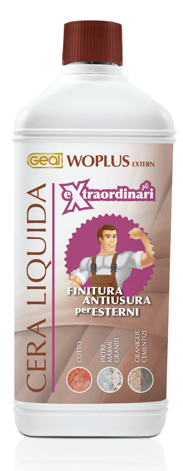 GEAL WOPLUS EXTERN. Cera liquida antiusura, protettiva e antimacchia. Specifica per esterni. 1 Litro