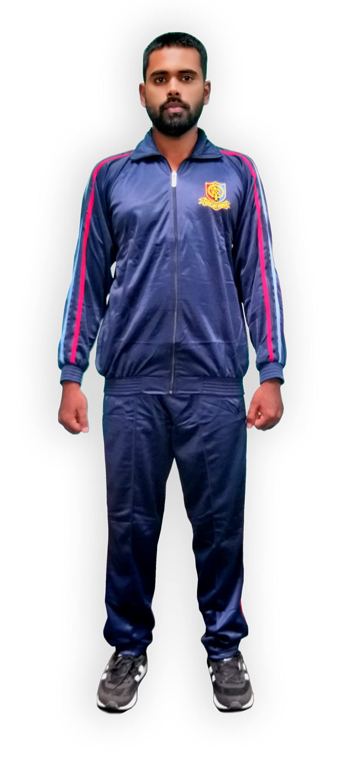 National Cadet Corps Ncc Tracksuit Price NCC Tracksuit National Cadet Corps  Navy Blue Yellow Text Embroidered Tracksuit With Sky Blue Red Stripes For 