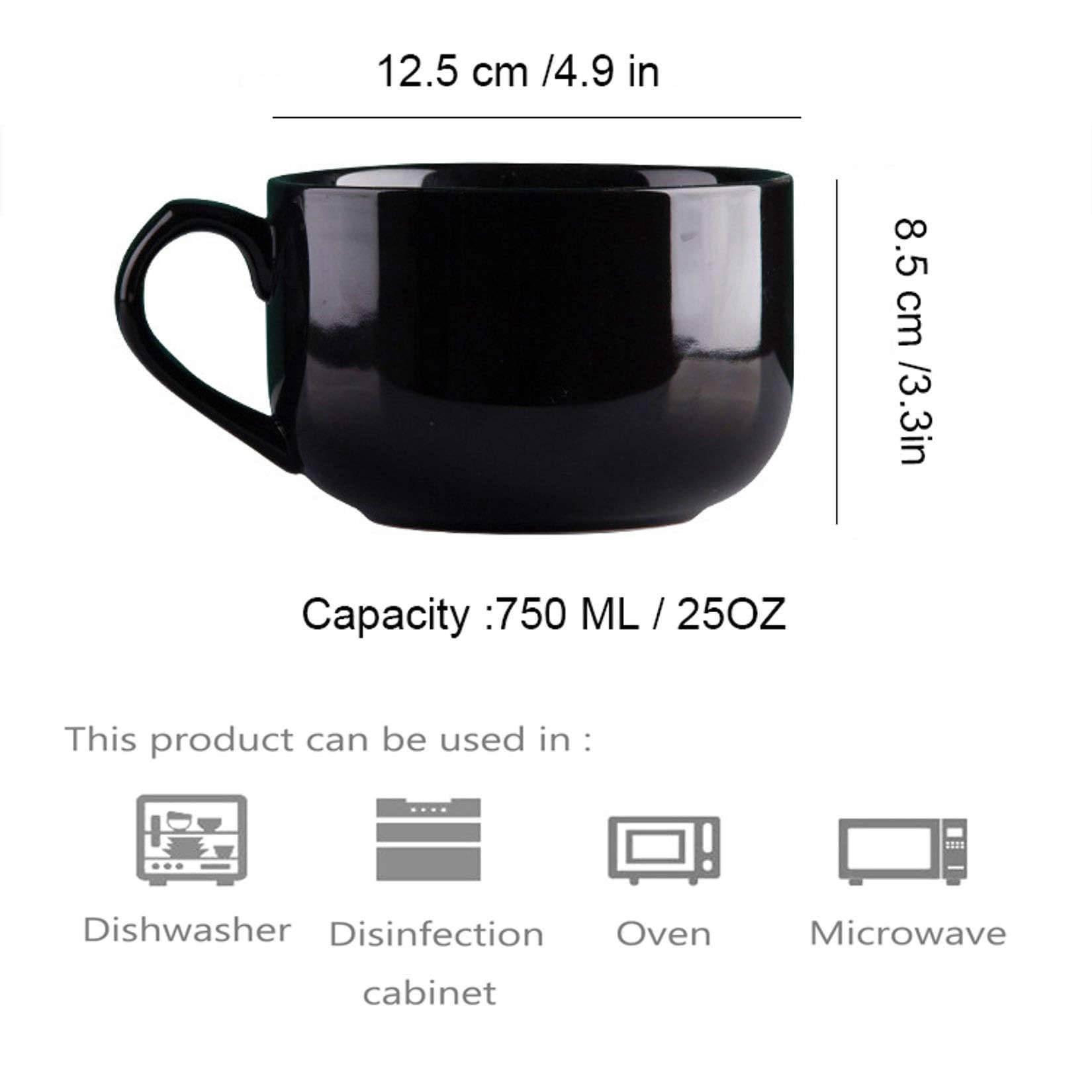 La taza de sopa, Taza grande for sopa, taza de café con asa, cuencos de cerámica for sopa de cereales, apta for lavavajillas y microondas, taza de desayuno for leche, té, bocadillos, helado(Blu)