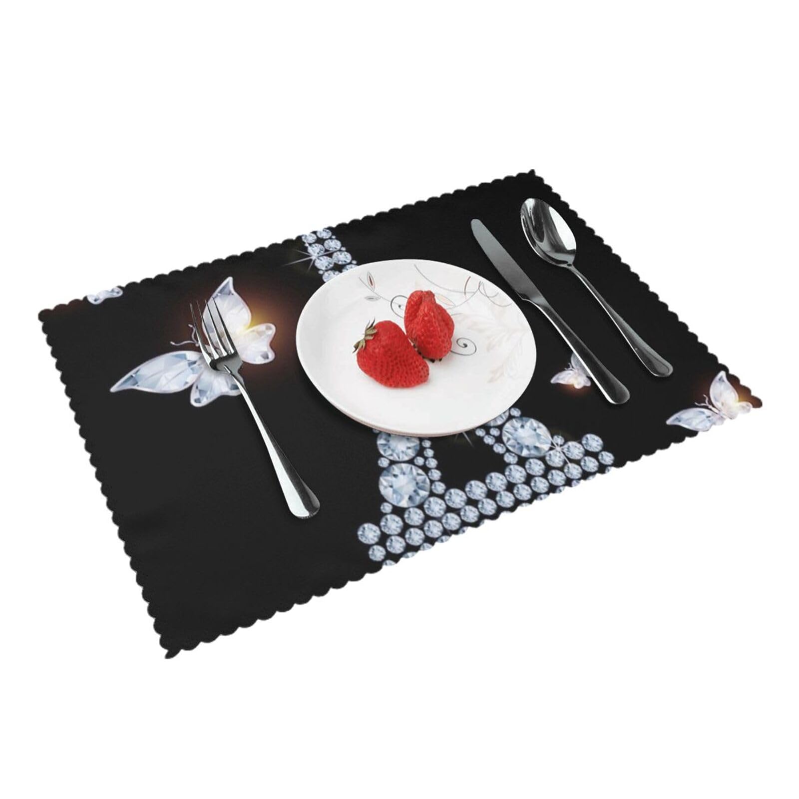 4 PCS Heat Resistant Placemat 45x30 CM, Eiffel Tower Printed Non-Slip Place Mats for Kitchen Dining Table Indoor Outdoor