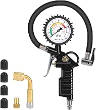 GLOSKIN Manometro Presion Neumaticos, Medidor de Presion Neumaticos 220PSI, Herramienta Central con Válvula, Accesorios de Compresor, para Automóviles, Motocicletas, Camiones, Bicicletas