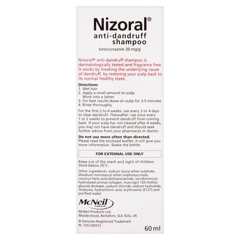 Nizoral Anti Dandruff Shampoo Ketoconazole Treatments Fragrance Free 3