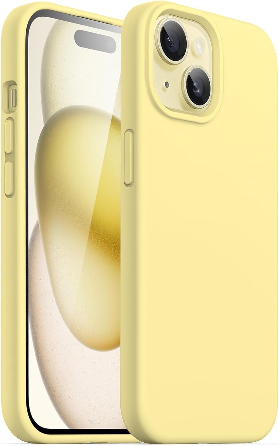 DIZORO Compatible For iPhone 15 Case 6.1, Slim Liquid Silicone Case 3 Layers Full Covered Soft Gel Rubber Phone Case Protective Cover 6.1 Inch (Yellow)-image-47