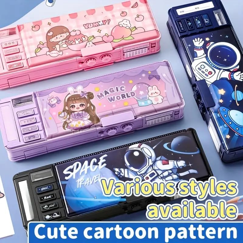 Image of Yummy Magic House Multifunctional Double Layer Lock Compass Box for Kids, Pencil Box for Boys & Girls, Magnetic & Passworld Lock Box for Boys