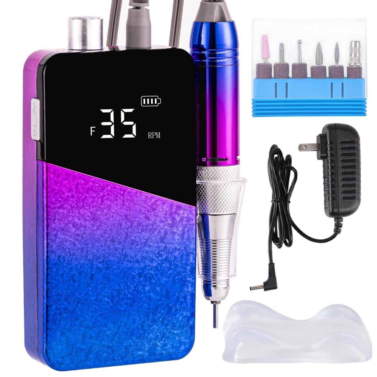 Nail Drill Portable Electric Nail File 35000RPM Electric Nail Drill Cordless Professional with Bits for Acrylic Gel Nails Nail E-File Machine Manicure