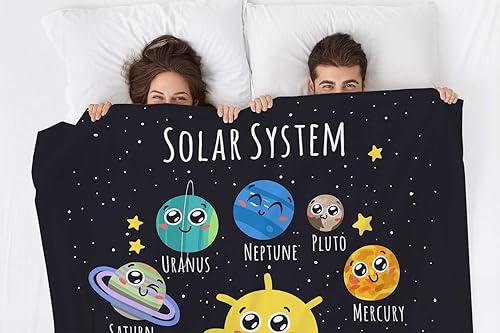 Miniatura 4 de HGOD DESIGNS Manta espacial, lindo sistema solar, sol, luna, Plutón y planetas en el espacio, manta decorativa suave y cálida para bebés, niños