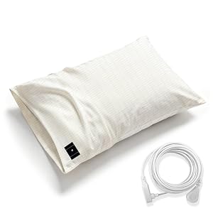 Grounding Pillowcase Earth Connected Sliver Fiber Pillow Case King Bedding with 15ft Cord White 20x36 Inch