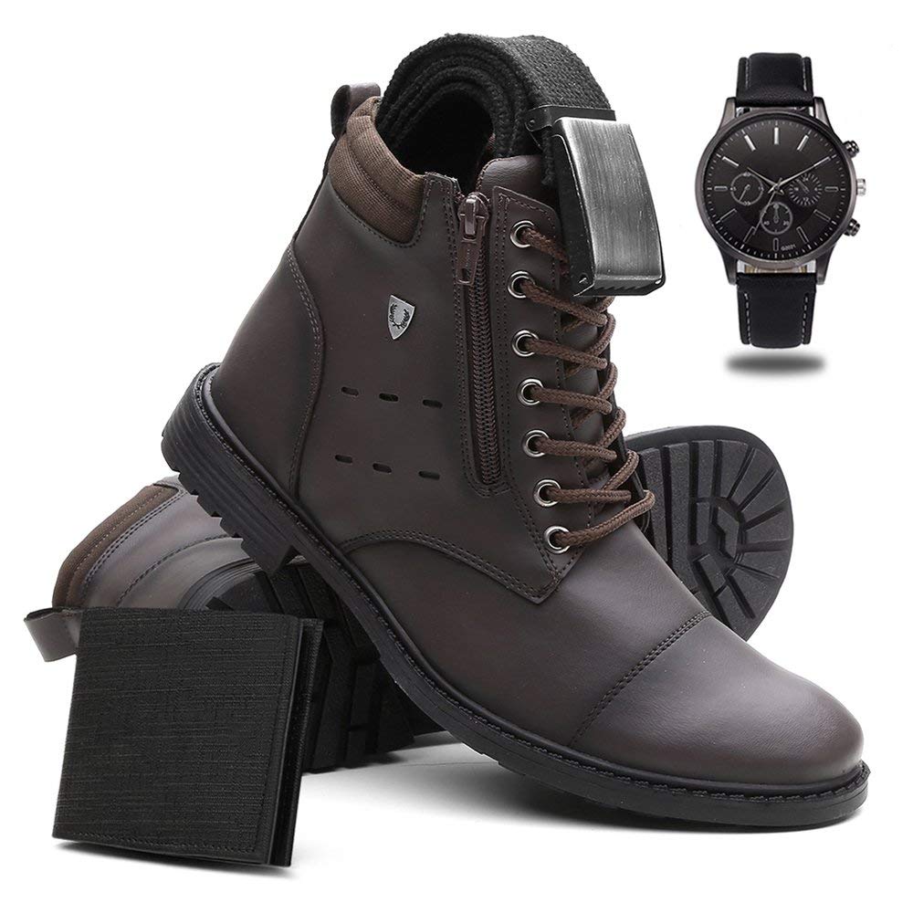 Kit Coturno Masculino Casual + Cinto + Carteira + Relógio em promoção! Veja a oferta e mais achadinhos de Botas & Coturnos Masculinos 6 Hoje é o melhor dia para comprar Kit Coturno Masculino Casual + Cinto + Carteira + Relógio com aquele preço maroto! Promoção! Aproveite a oferta! 6
