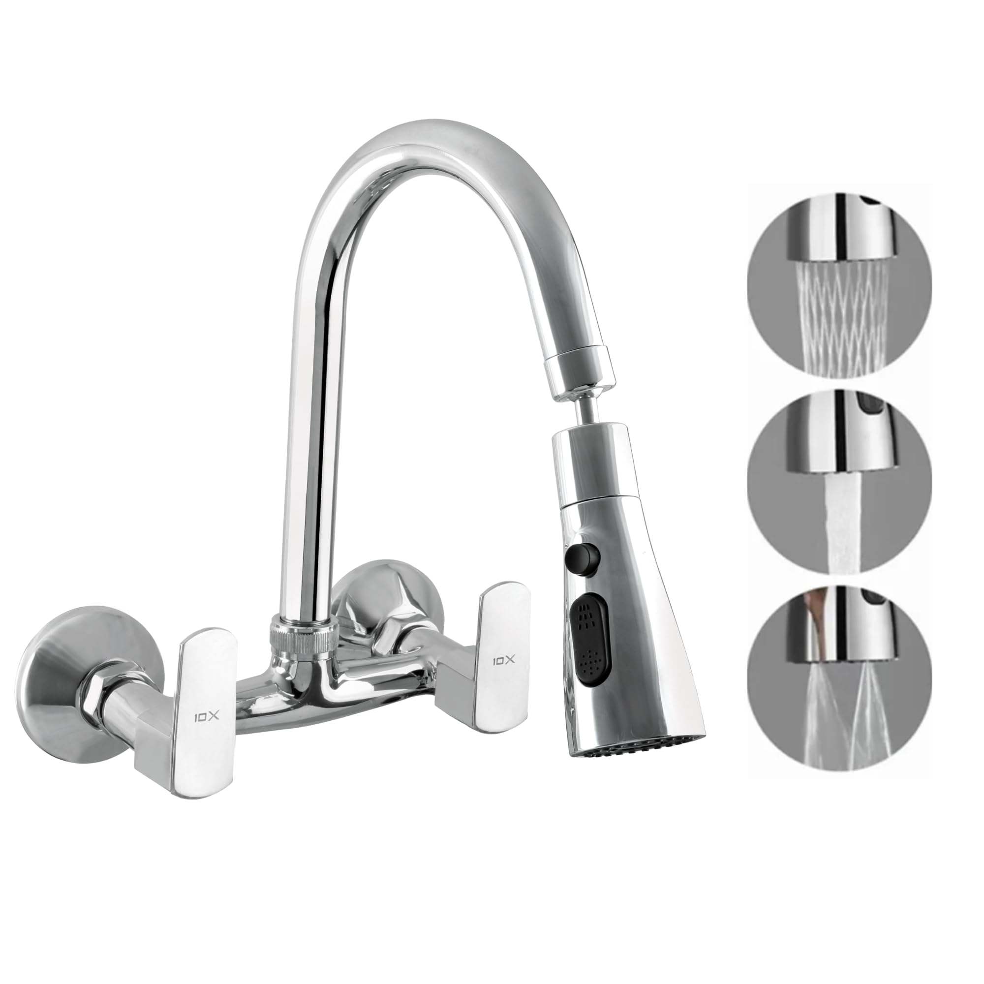 10X Brass Sink Mixer 2 Way SM-56d4 Chrome Rotatable Spout Wall Mount Hot/Cold Triple Flow (B0CRZ28M5D) Amazon Price History, Amazon Price Tracker