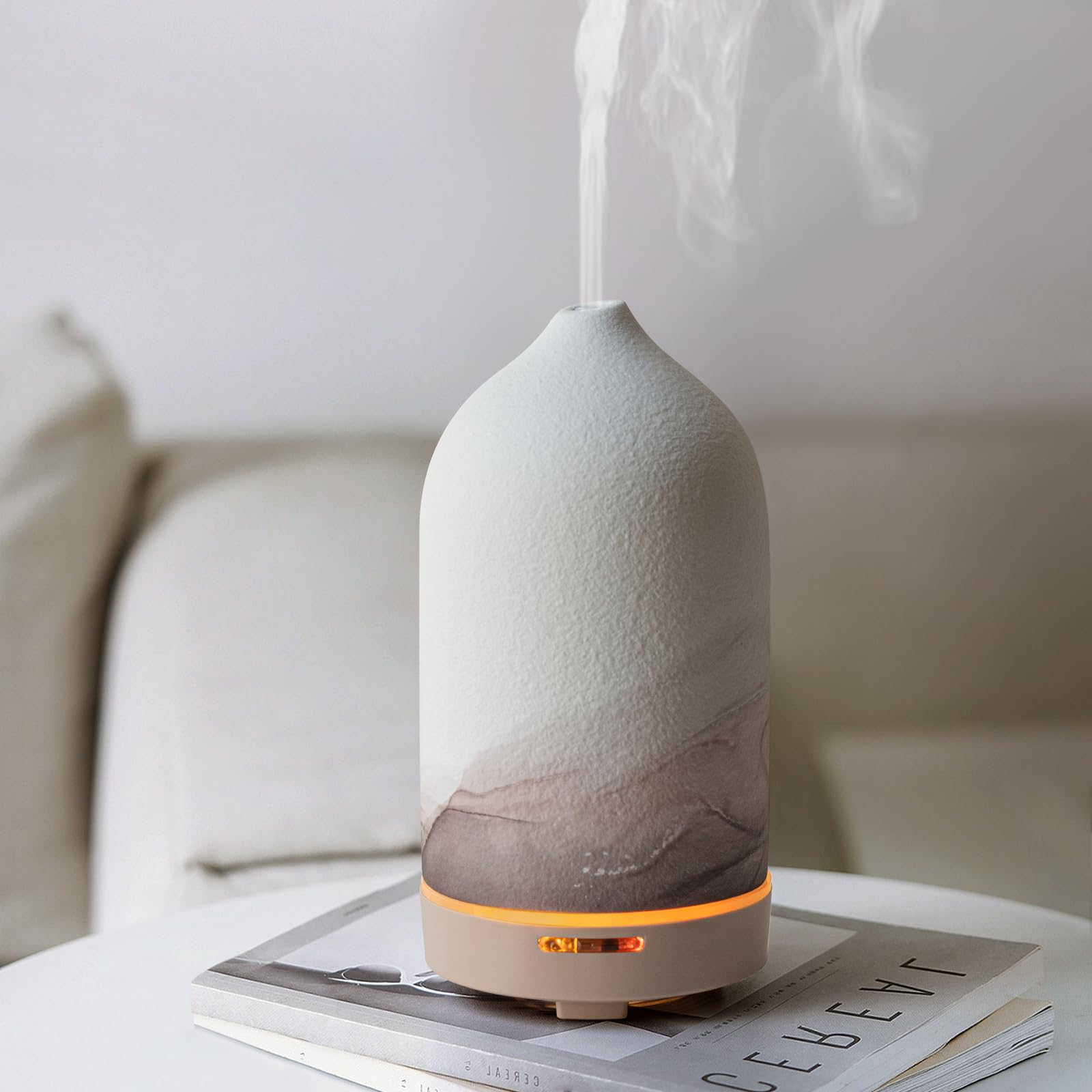 Difusor de aroma para aceites esenciales, 120 ml, de cerámica pintada a mano, difusor de aceite aromático, lámpara de fragancia eléctrica, humidificador, lámpara de cama, apagado automático