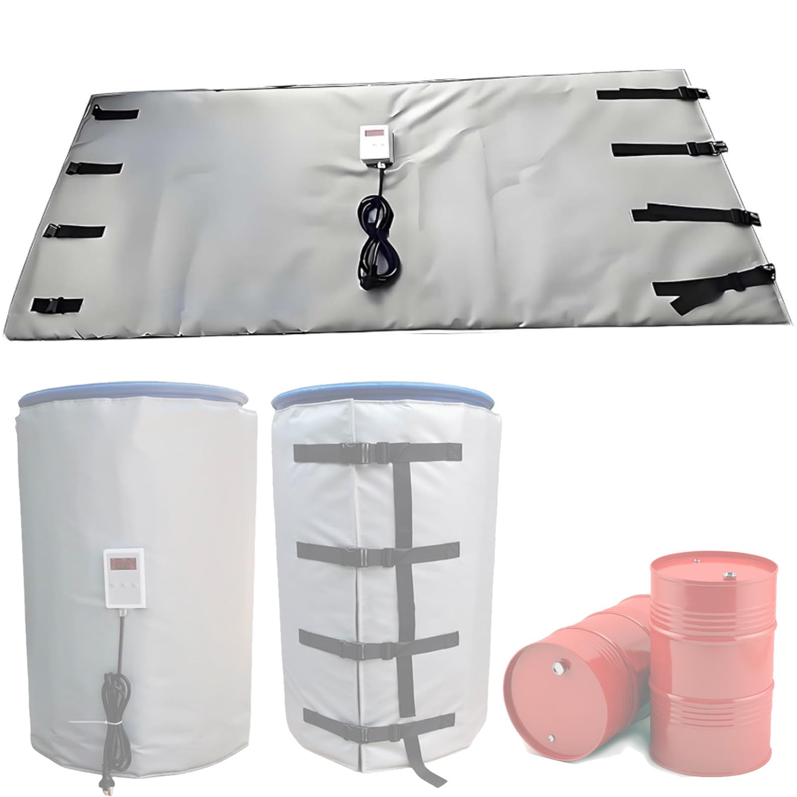 YNBSHGAA Oil Drum Heater, 55 Gal Electric Heating Jacket, 0~150℃ Adjustable Temp, for IBC Plastic Tank 1000L/275Gal,200L/55Gal