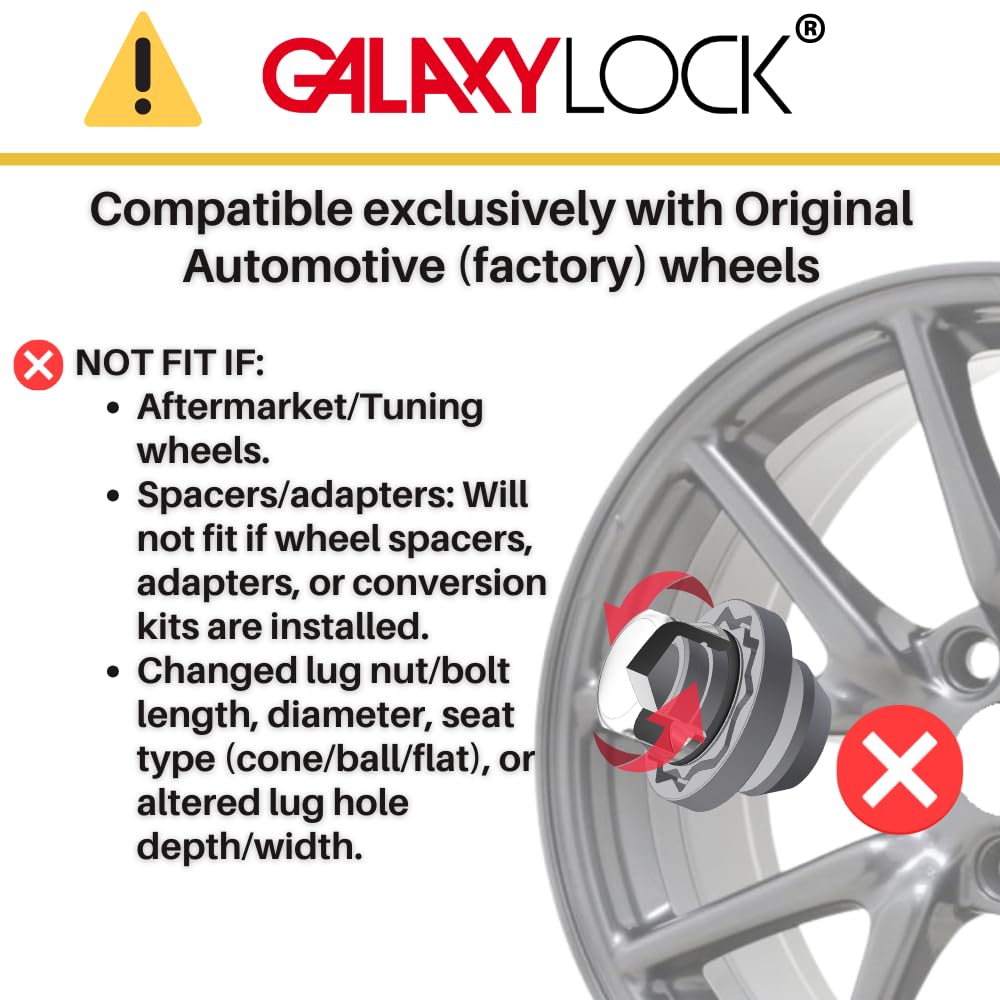 Farad GalaxyLock AG6AF/M Chromed Lug nut Wheel-Locks Kit Suitable for Toyota Tundra 2022, 2023, 2024, 2025, 2026 (M14 X 1.5 Thread Size) - Set of 4 Lug Nuts + 1 Key