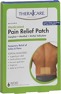 Thera|Care Targeted Pain Relief Medicated Patch | Neck, Shoulder, Back | 6-Count | 5.6 in. x 3.6 in. | Topical Analgesic | Camphor, Menthol, Methyl Salicylate