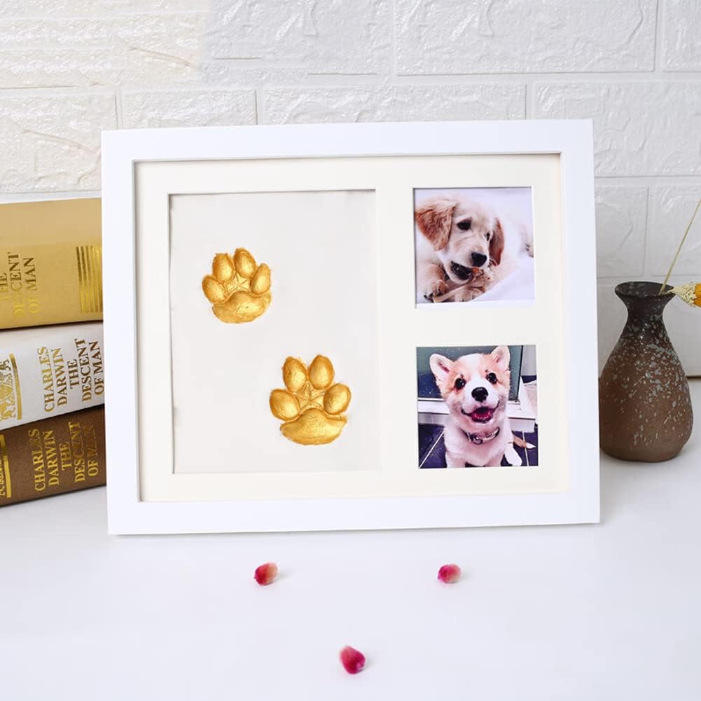 ペットの肉球形記念品キット 犬のフォトフレーム 猫フレーム 粘土インプリントキット 犬と猫愛好家へのギフト