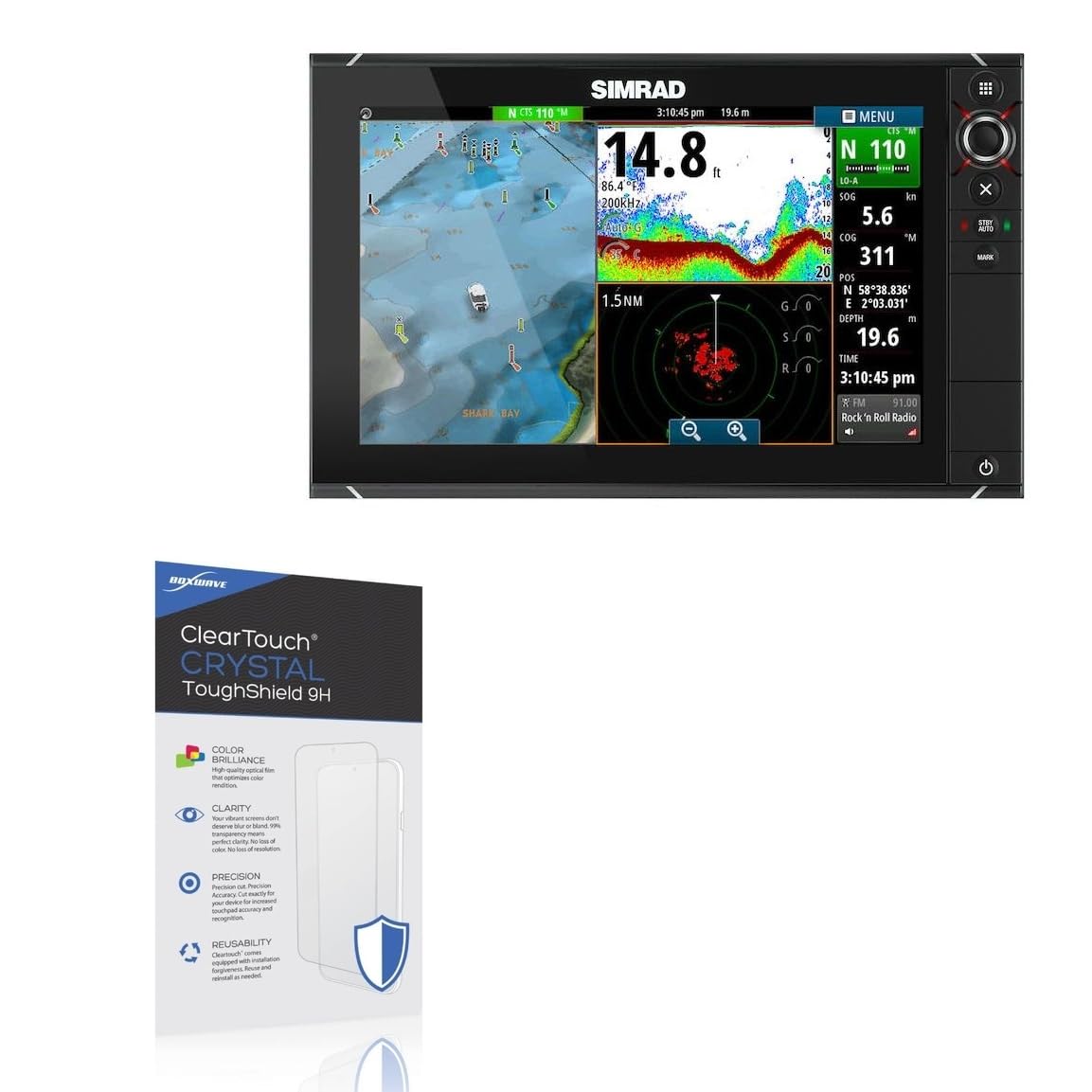 BoxWave Screen Protector Compatible with Simrad NSS Evo2 (12 in) - ClearTouch Crystal ToughShield 9H (2-Pack), Clear 9H Tough Flexible Film Screen Protector
