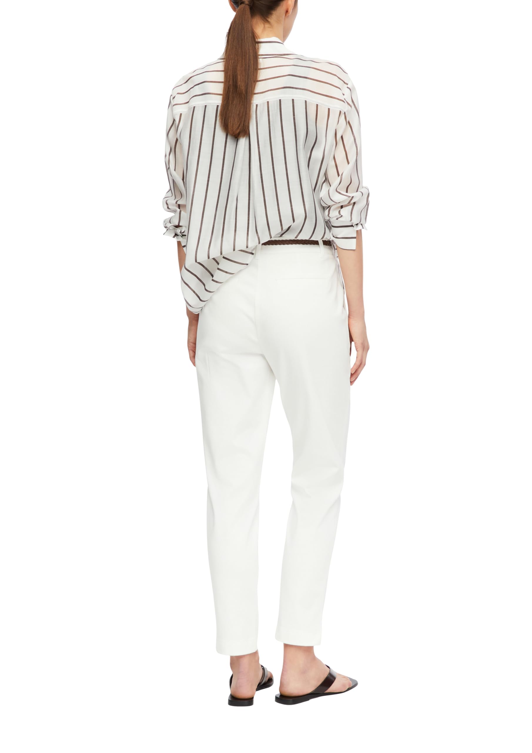 Comma Damen Hose Chino mit Flechtgürtel